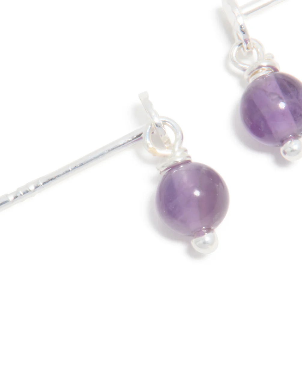 Sterling Silver Amethyst Semi-Precious Stone Drop Earrings - Image 4
