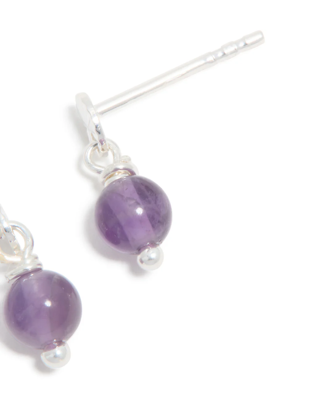 Sterling Silver Amethyst Semi-Precious Stone Drop Earrings - Image 5