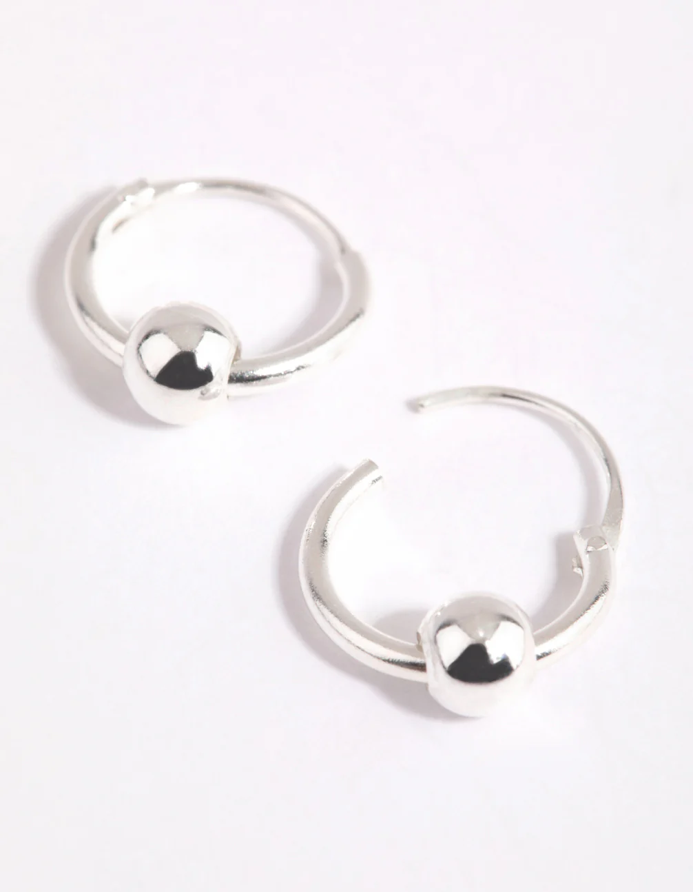 Sterling Silver Ball Hoop Earrings - Image 2