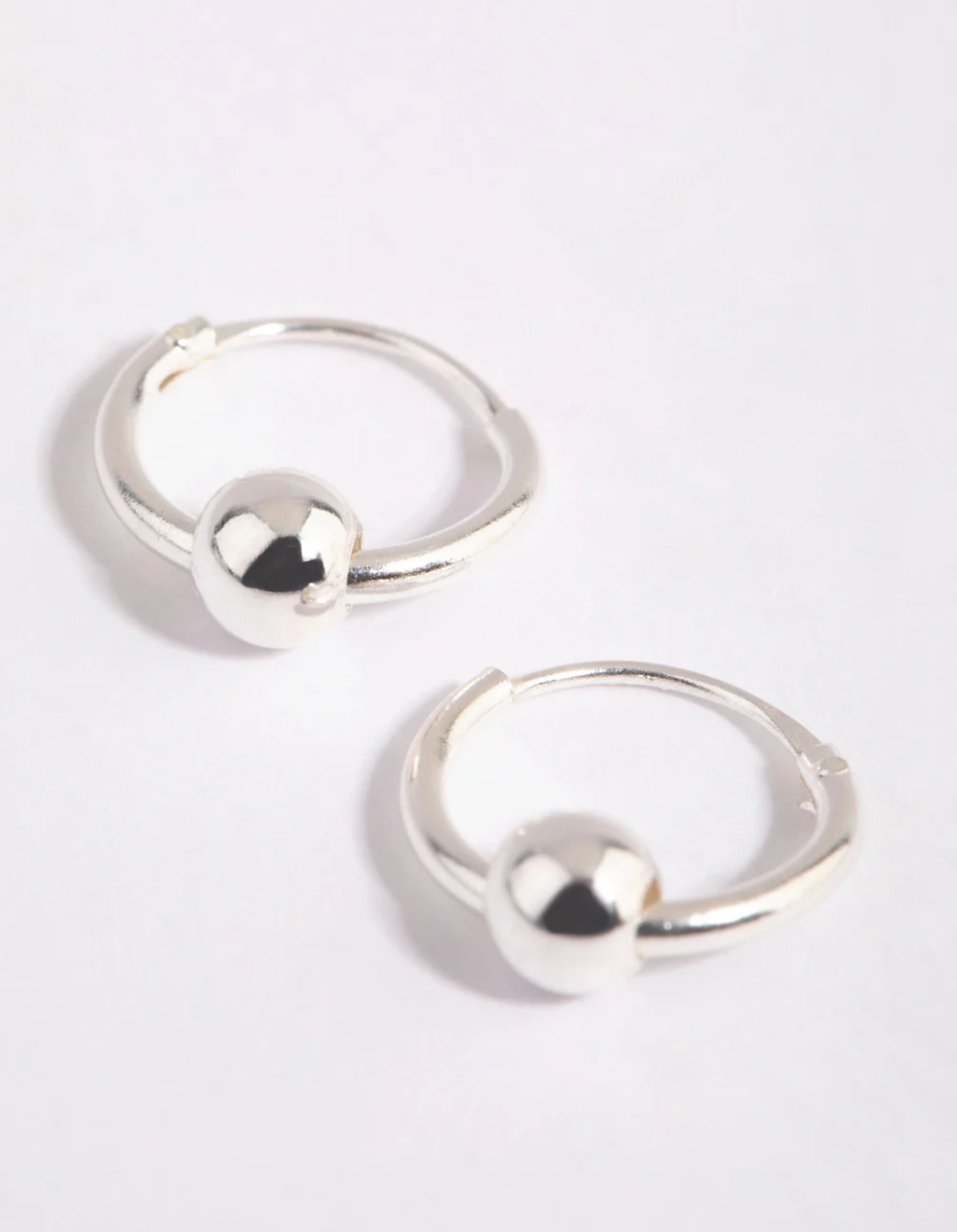 Sterling Silver Ball Hoop Earrings - Image 3