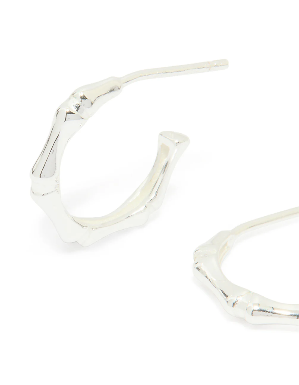 Sterling Silver Bamboo Hoop Earrings - Image 2