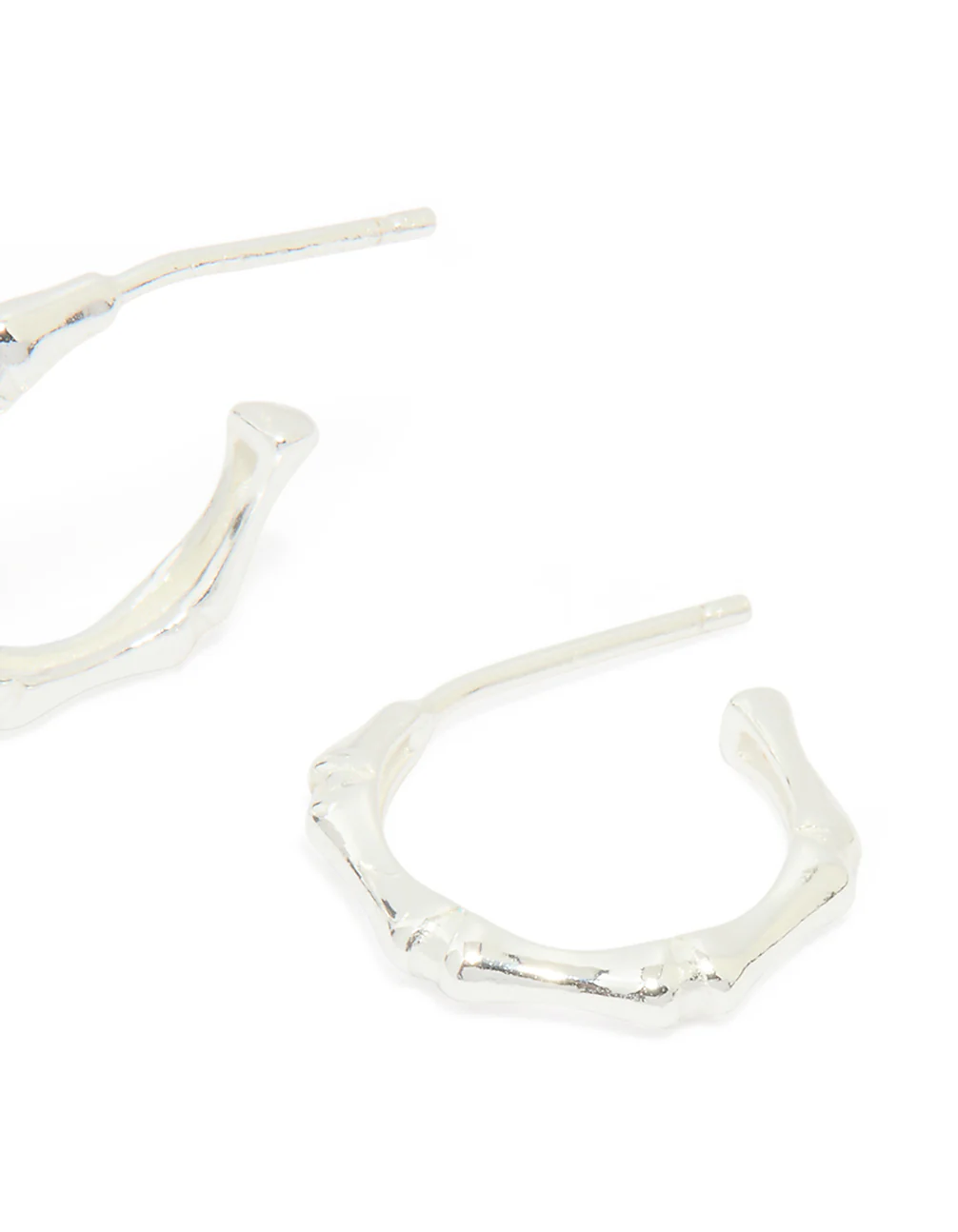 Sterling Silver Bamboo Hoop Earrings - Image 3
