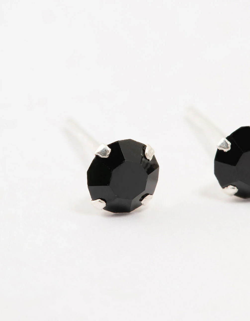Sterling Silver Black Cubic Zirconia Stud Earrings - Image 2