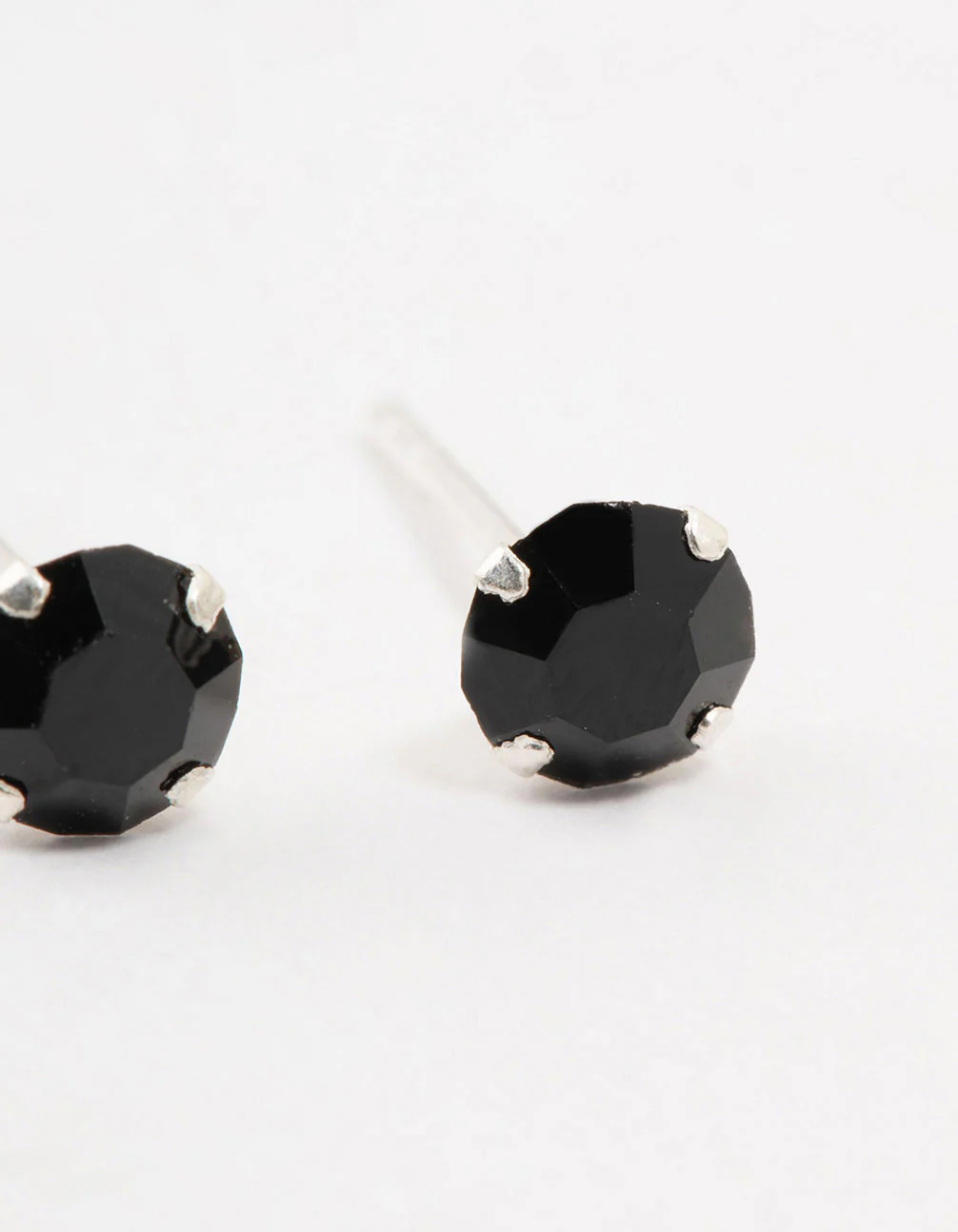 Sterling Silver Black Cubic Zirconia Stud Earrings - Image 3