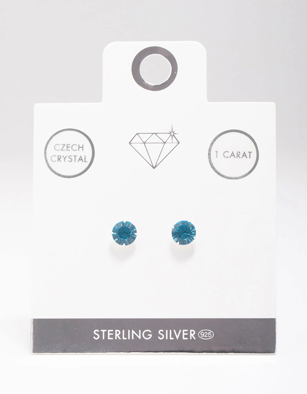 Sterling Silver Blue Czech Crystal Stud Earrings - Image 2