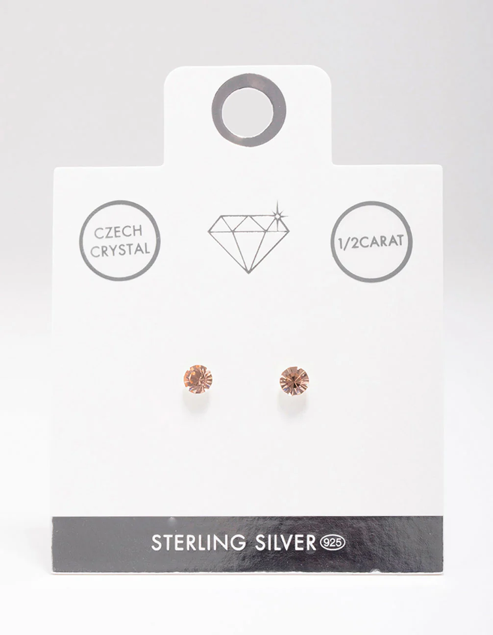 Sterling Silver Blush Czech Crystal Small Stud Earrings - Image 2