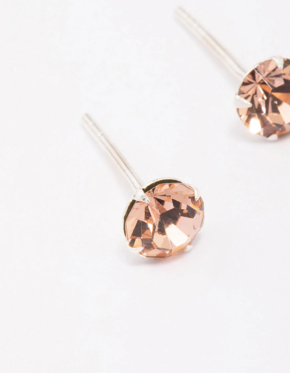 Sterling Silver Blush Czech Crystal Small Stud Earrings - Image 3