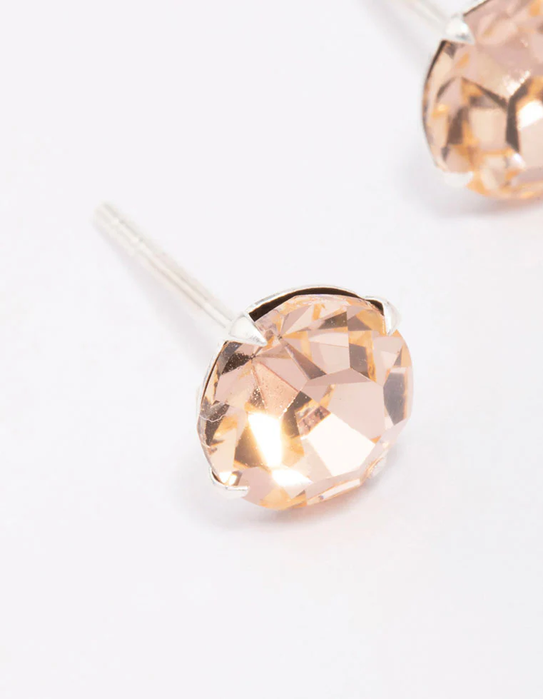 Sterling Silver Blush Czech Crystal Stud Earrings - Image 3
