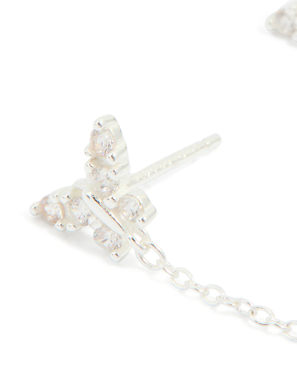 Sterling Silver Chain Double Stud Earrings - Image 4