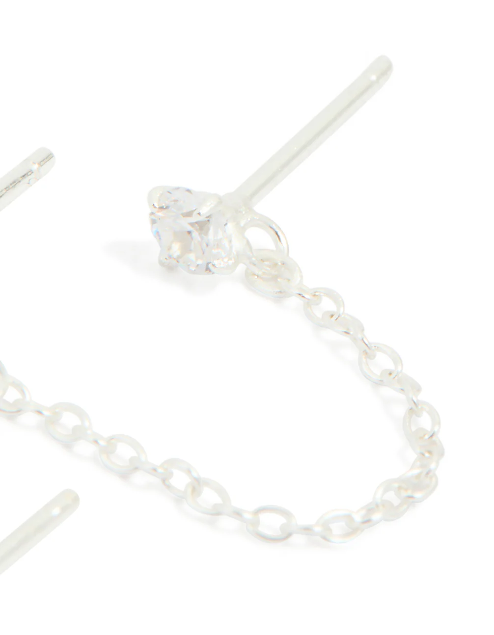 Sterling Silver Chain Double Stud Earrings - Image 5