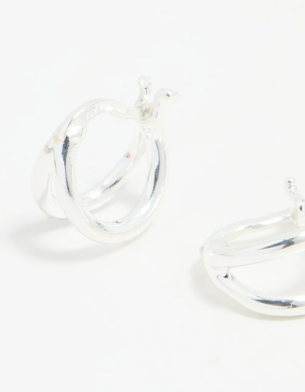 Sterling Silver Chubby Double Hoop Earrings - Image 4