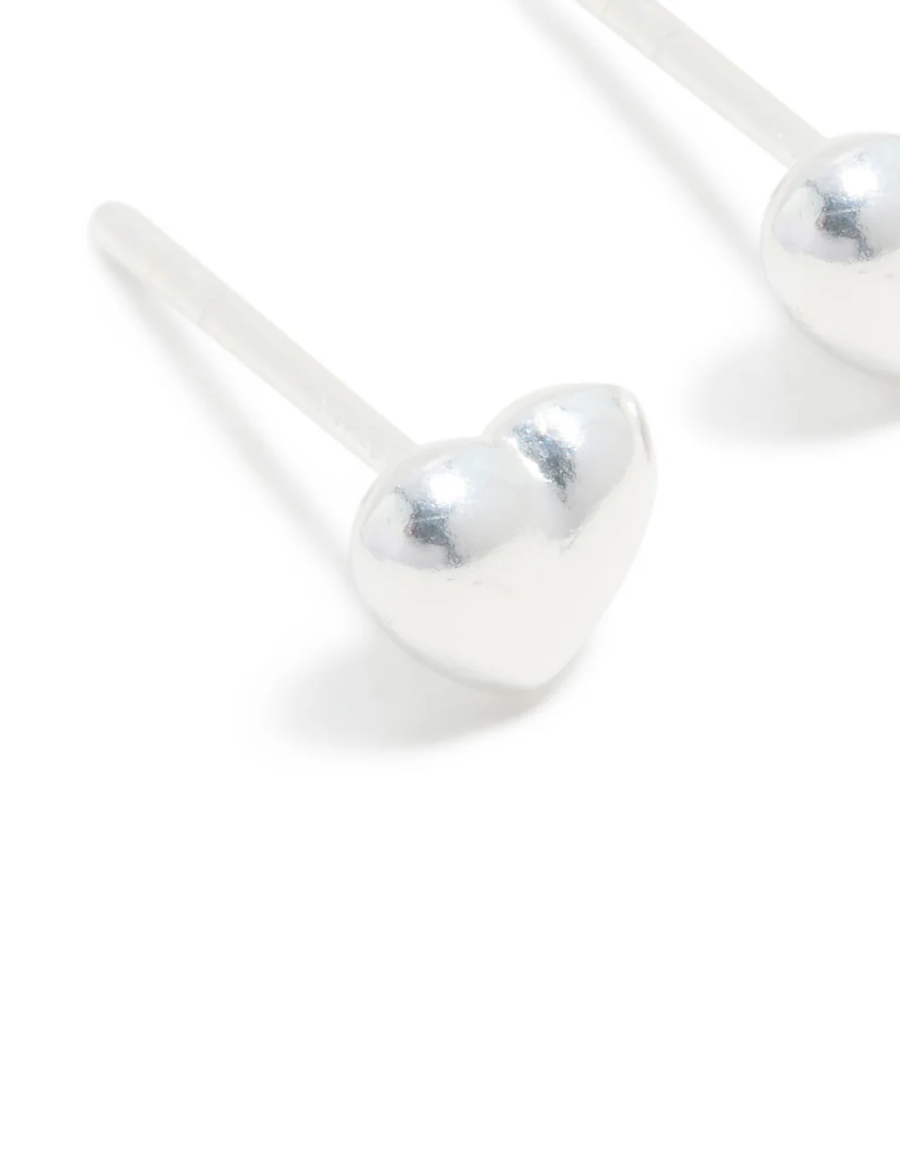 Sterling Silver Chubby Heart Stud Earrings - Image 4