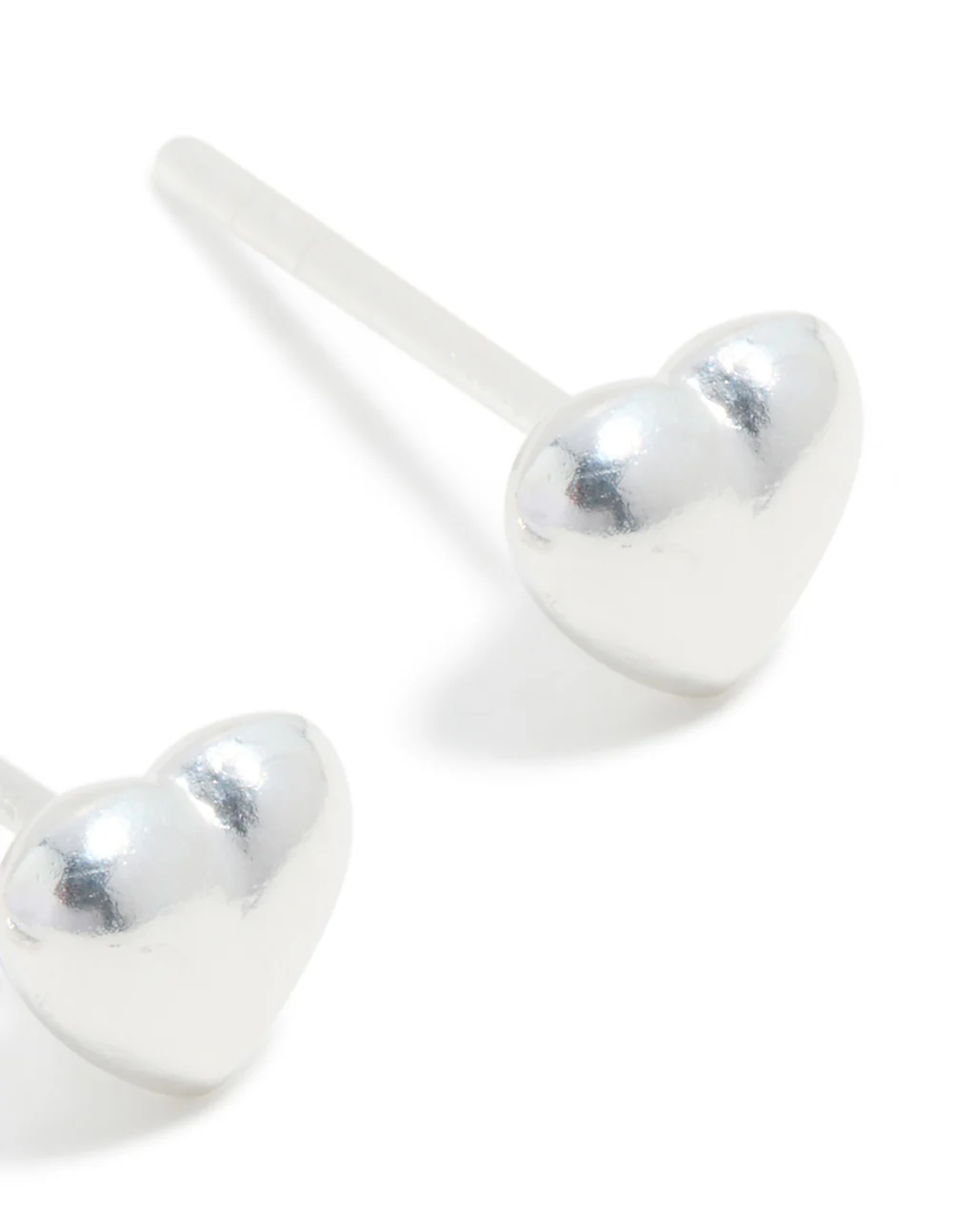 Sterling Silver Chubby Heart Stud Earrings - Image 5