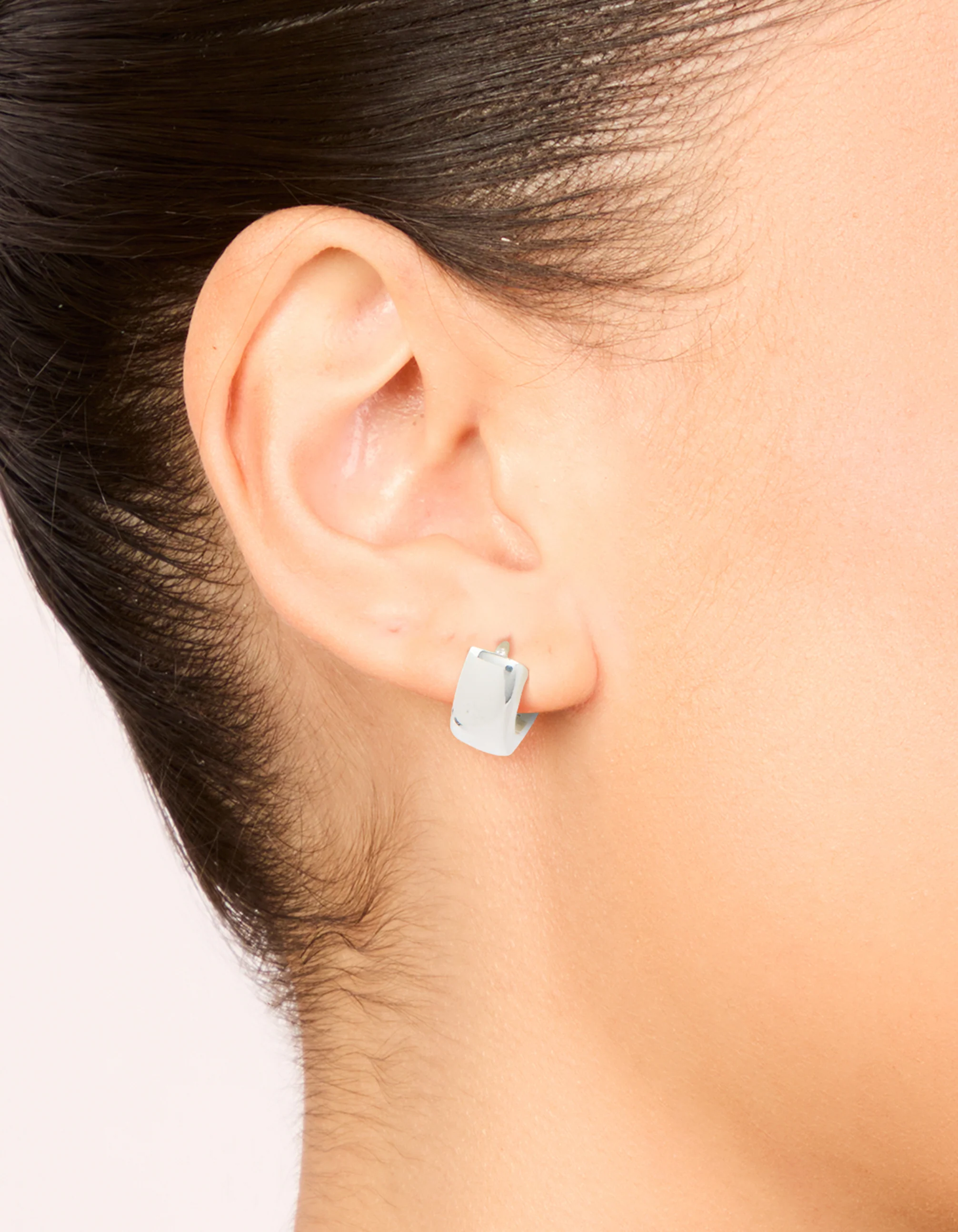 Sterling Silver Chubby Huggie Earrings - Image 2