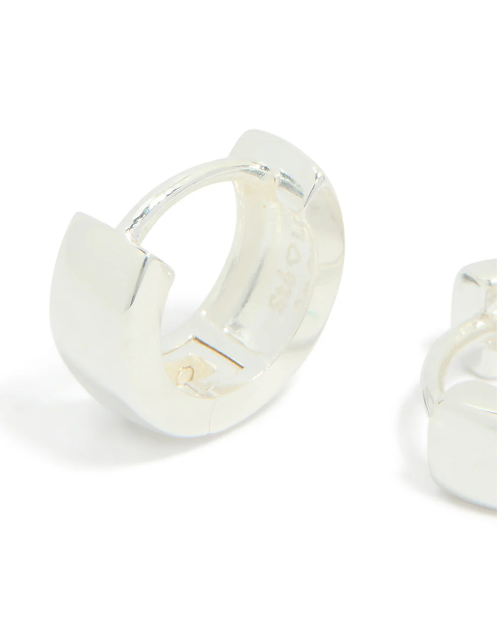 Sterling Silver Chubby Huggie Earrings - Image 4