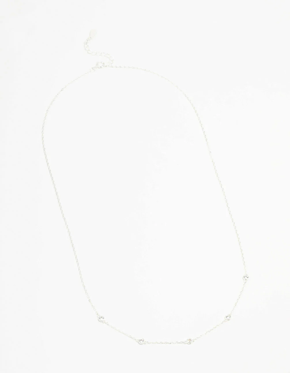 Sterling Silver Circle Cubic Zirconia  Chain Necklace - Image 2