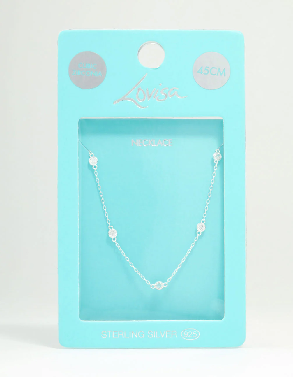 Sterling Silver Circle Cubic Zirconia  Chain Necklace - Image 3