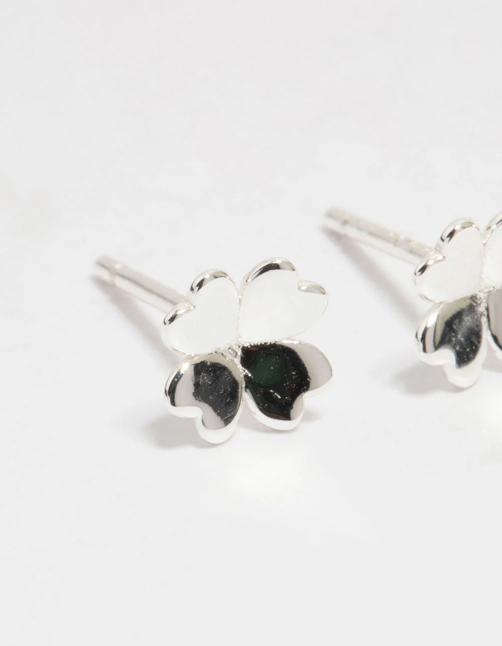 Sterling Silver Clean Clover Stud Earrings - Image 4
