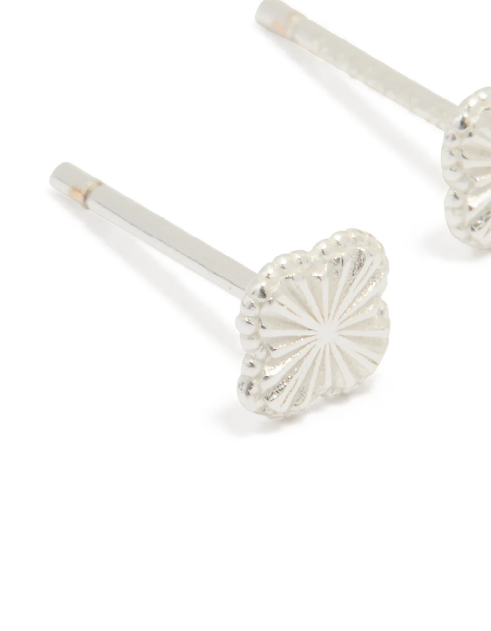 Sterling Silver Clean Tiny Flower Earrings - Image 2