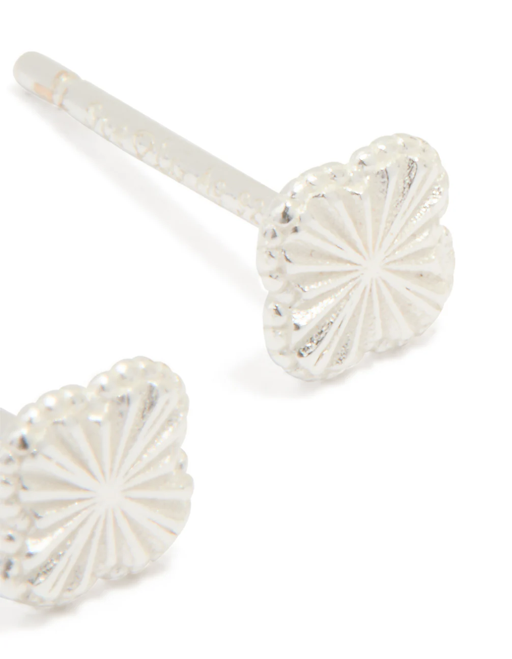 Sterling Silver Clean Tiny Flower Earrings - Image 3