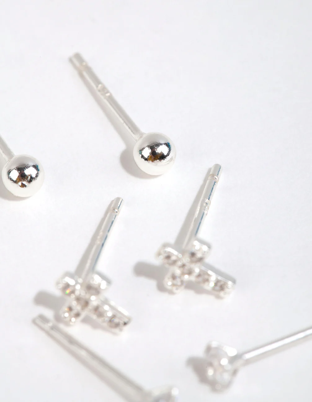 Sterling Silver Cross & Diamante Stud Earring Pack - Image 2