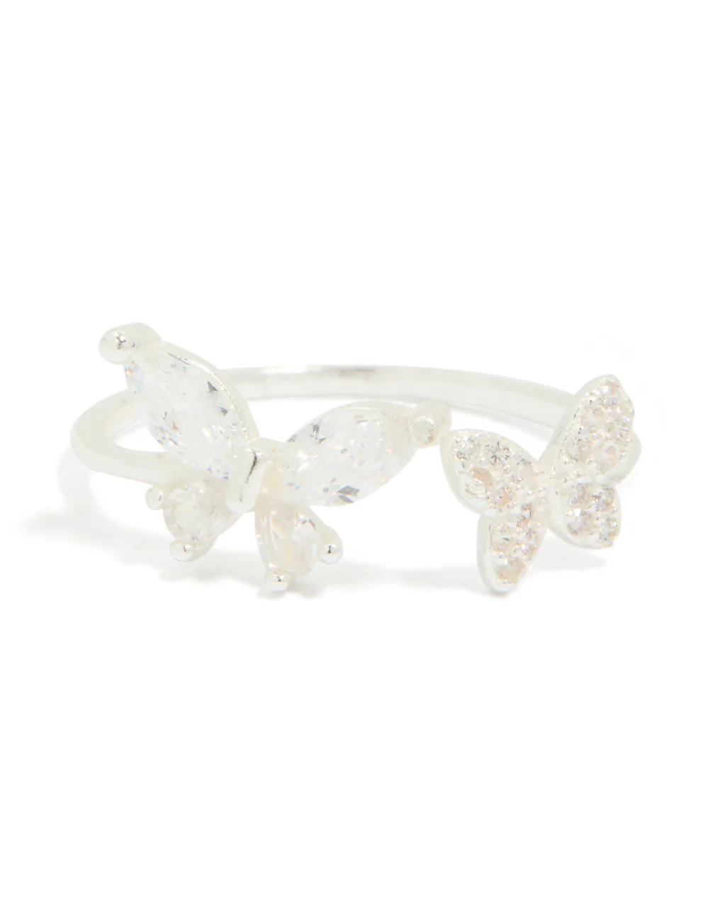Sterling Silver Cubic Zirconia Adjustable Butterfly Ring - Image 5
