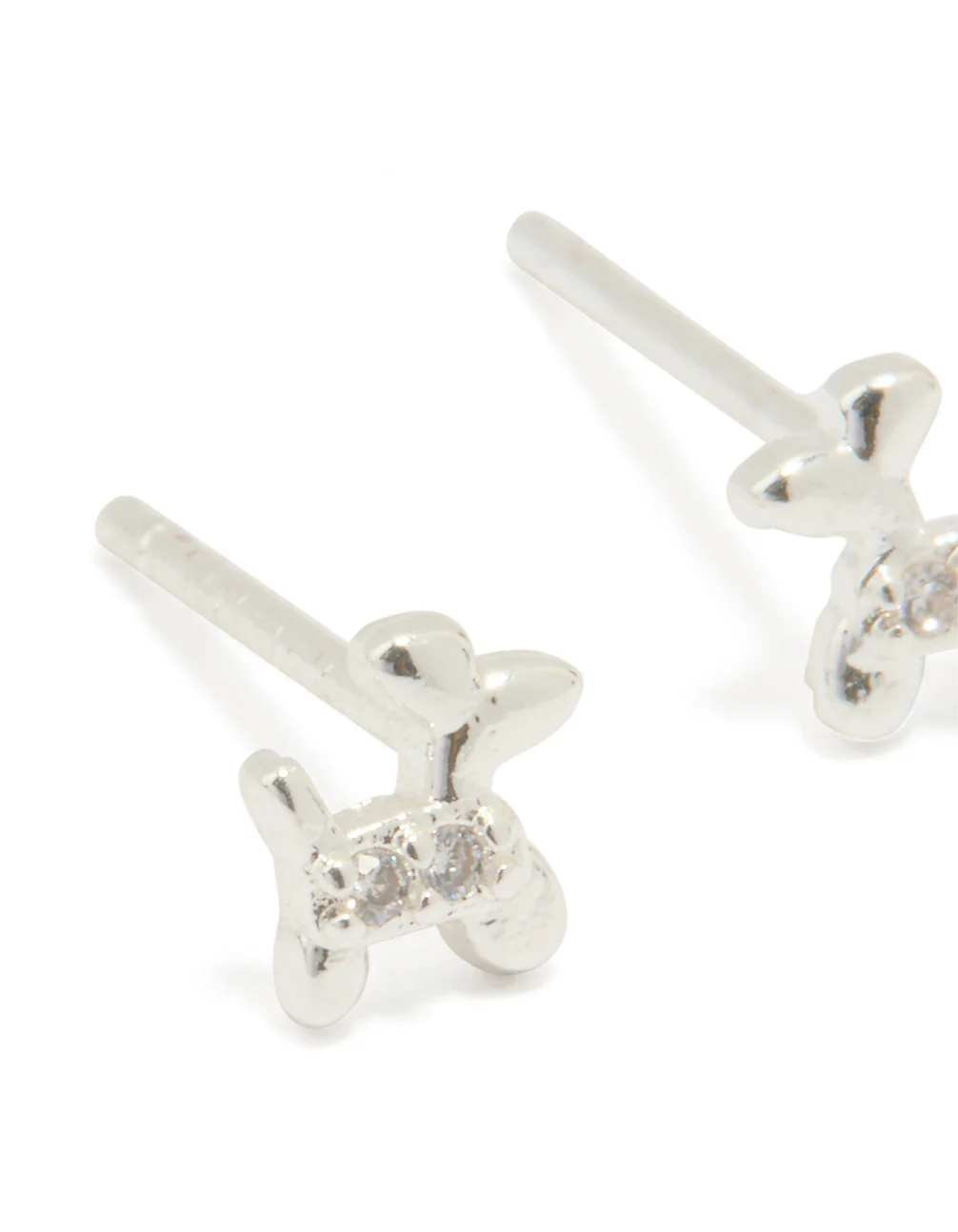Sterling Silver Cubic Zirconia Balloon Dog Stud Earrings - Image 2
