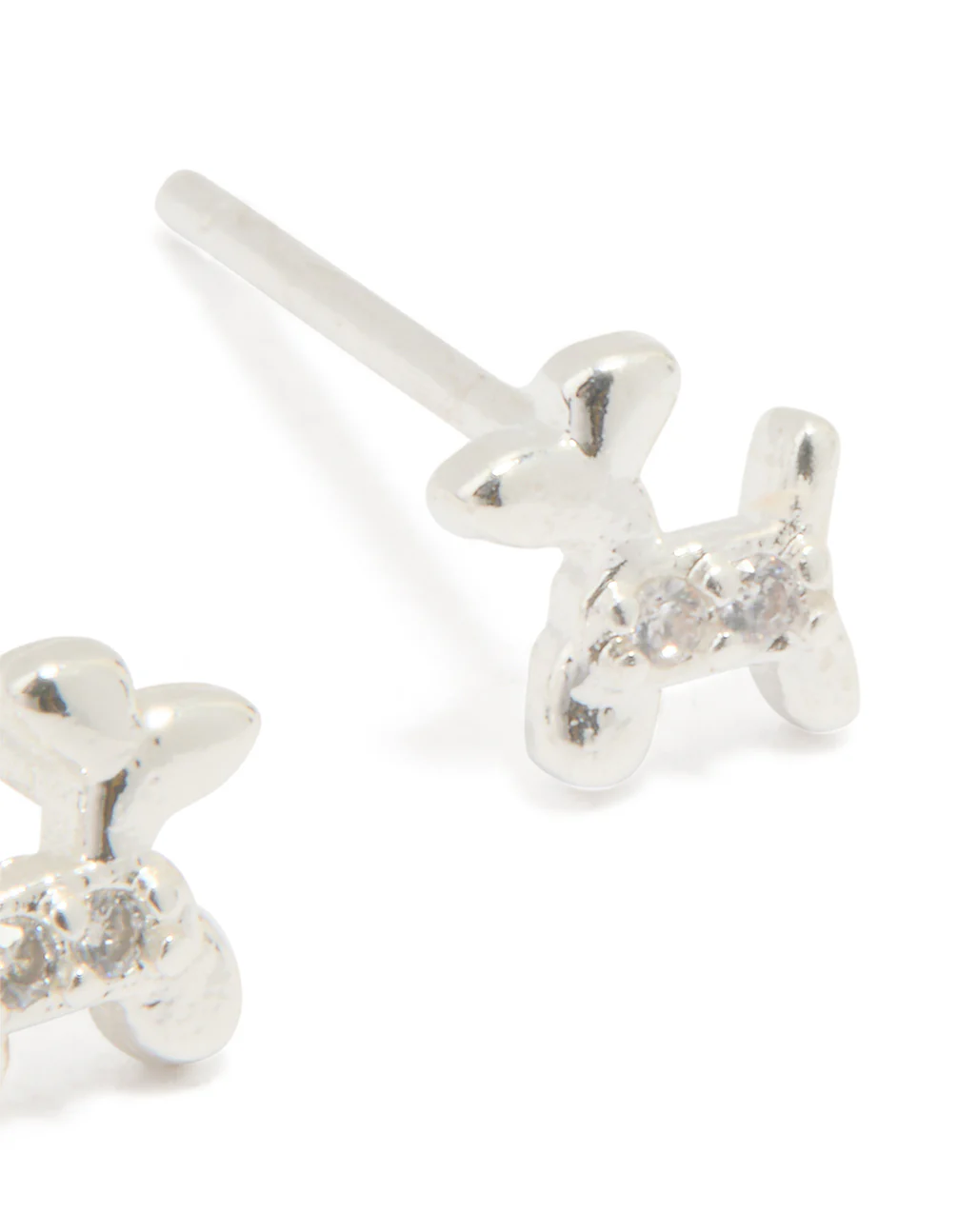 Sterling Silver Cubic Zirconia Balloon Dog Stud Earrings - Image 3