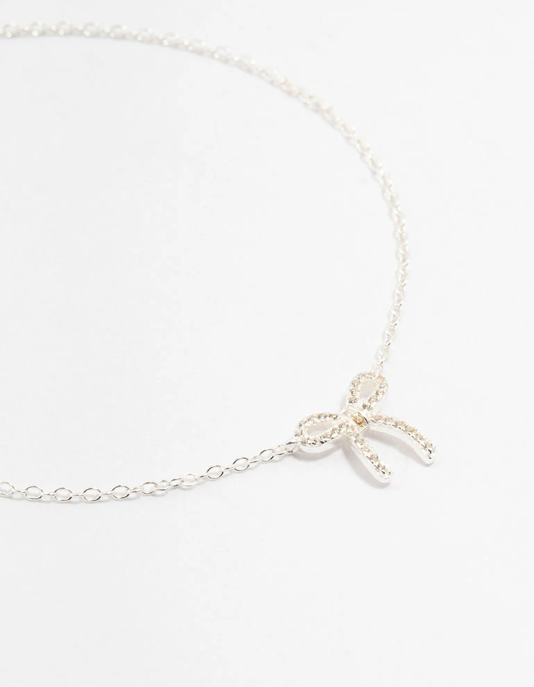 Sterling Silver Cubic Zirconia Bow Bracelet - Image 2