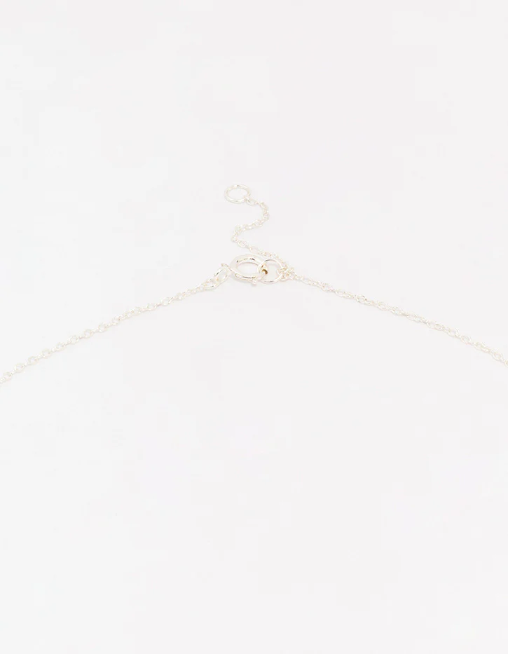 Sterling Silver Cubic Zirconia Bow Pendant Necklace - Image 3