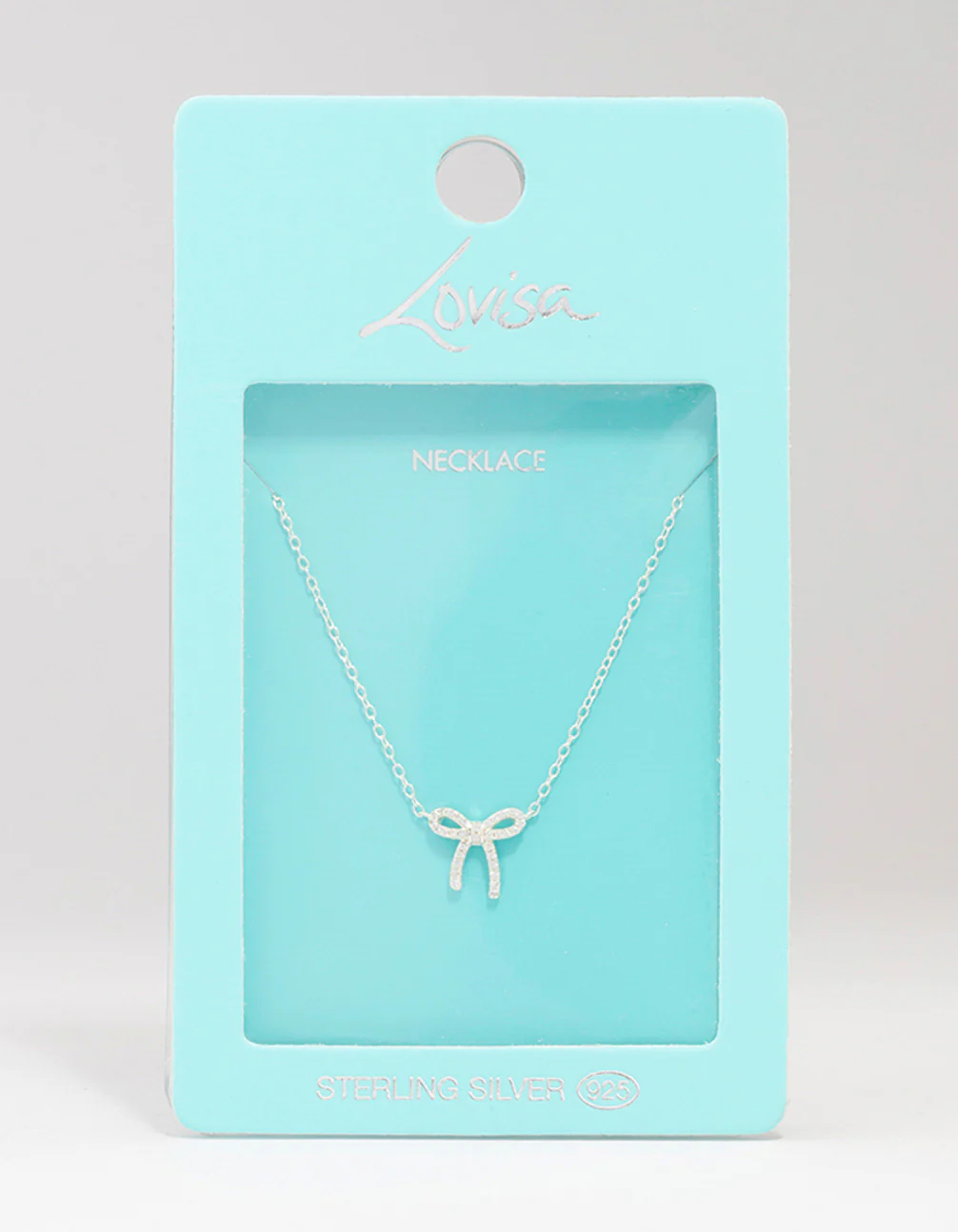 Sterling Silver Cubic Zirconia Bow Pendant Necklace - Image 4