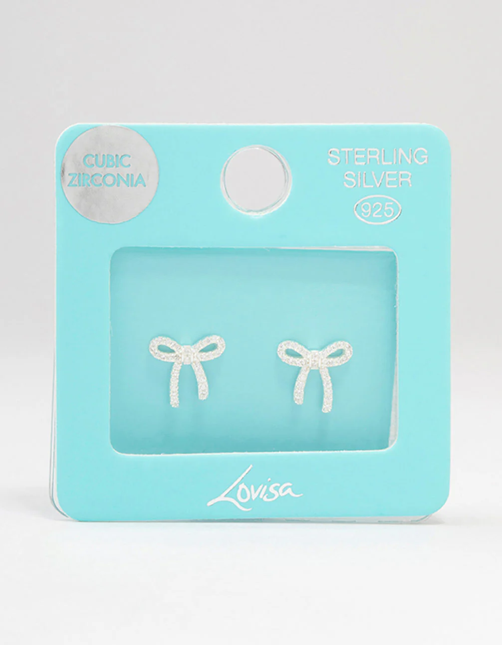 Sterling Silver Cubic Zirconia Bow Stud Earrings - Image 3