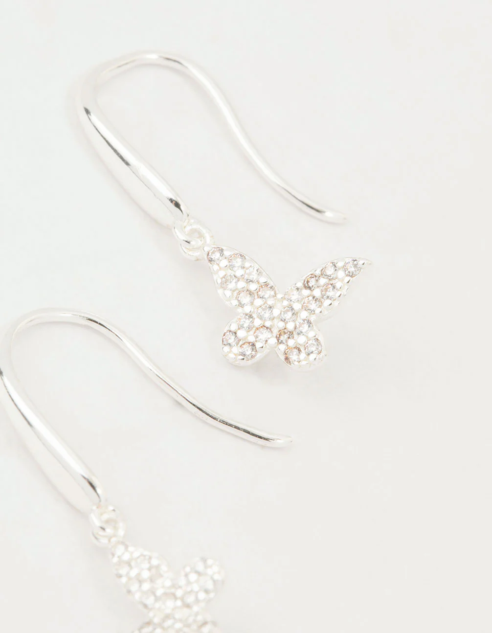 Sterling Silver Cubic Zirconia Butterfly Hook Earrings - Image 2