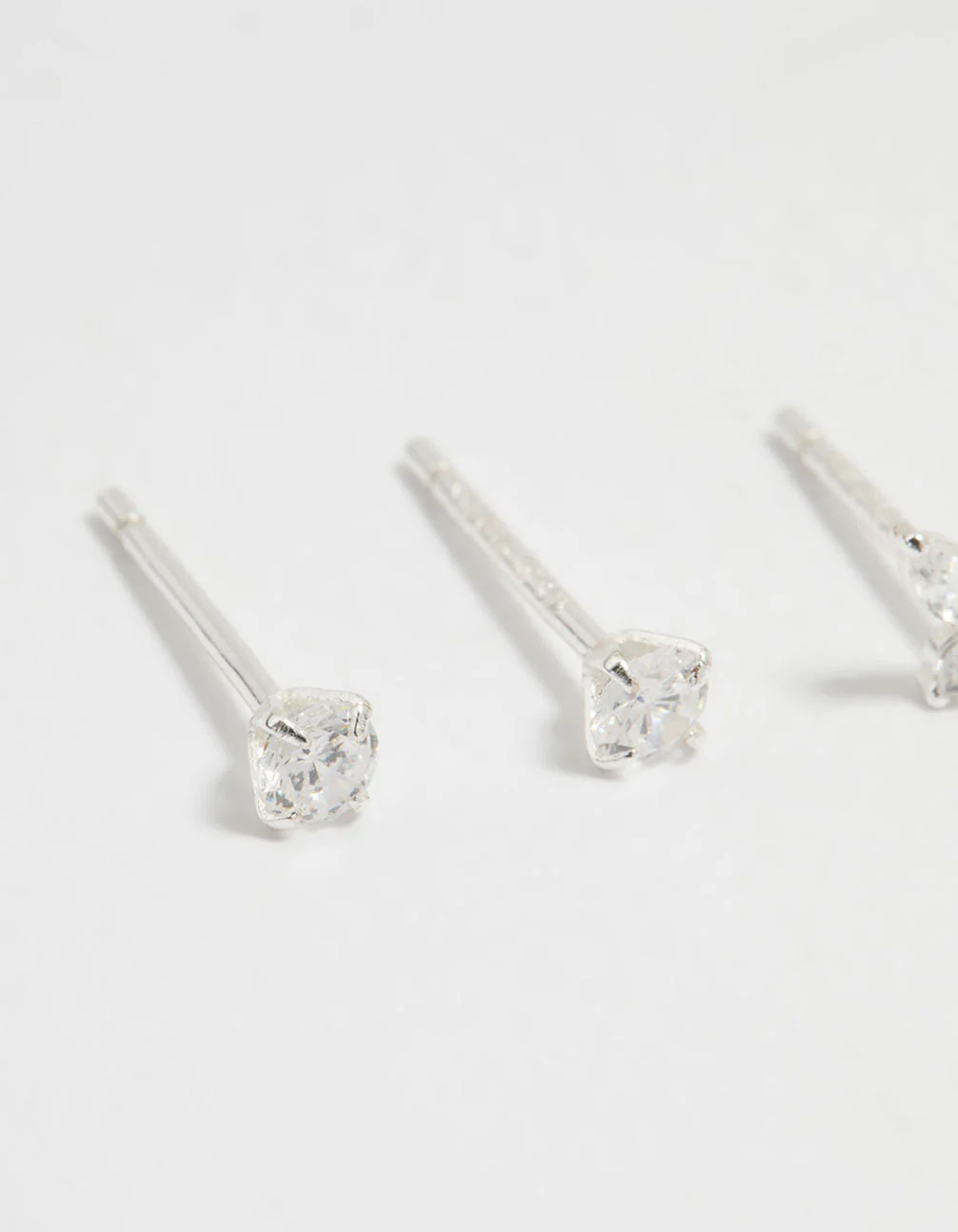 Sterling Silver Cubic Zirconia Butterfly Stud & Hoop Earrings 3-Pack - Image 5