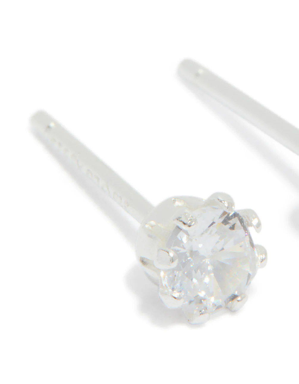 Sterling Silver Cubic Zirconia Claw Set Stud Earrings - Image 4