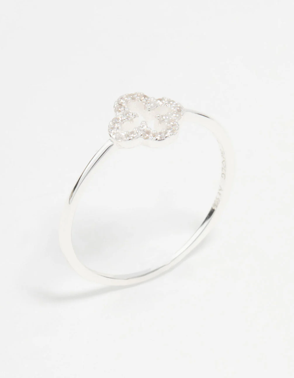Sterling Silver Cubic Zirconia Flower Ring - Image 2