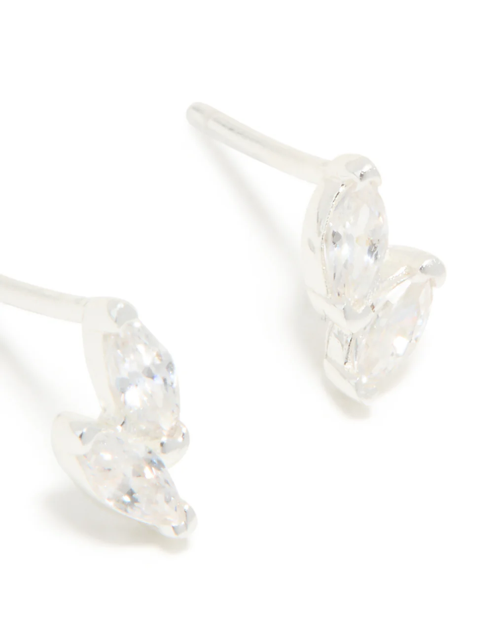 Sterling Silver Cubic Zirconia Cluster Stud Earrings - Image 3