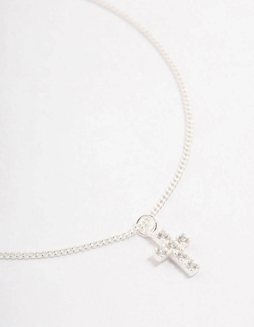 Sterling Silver Cubic Zirconia Cross Pendant Bracelet - Image 2