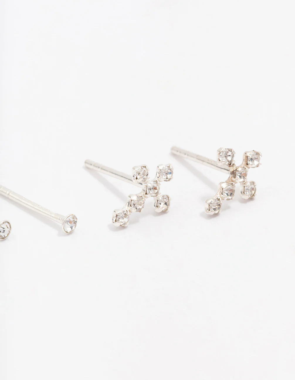 Sterling Silver Cubic Zirconia Cross Stud Earring Pack - Image 2