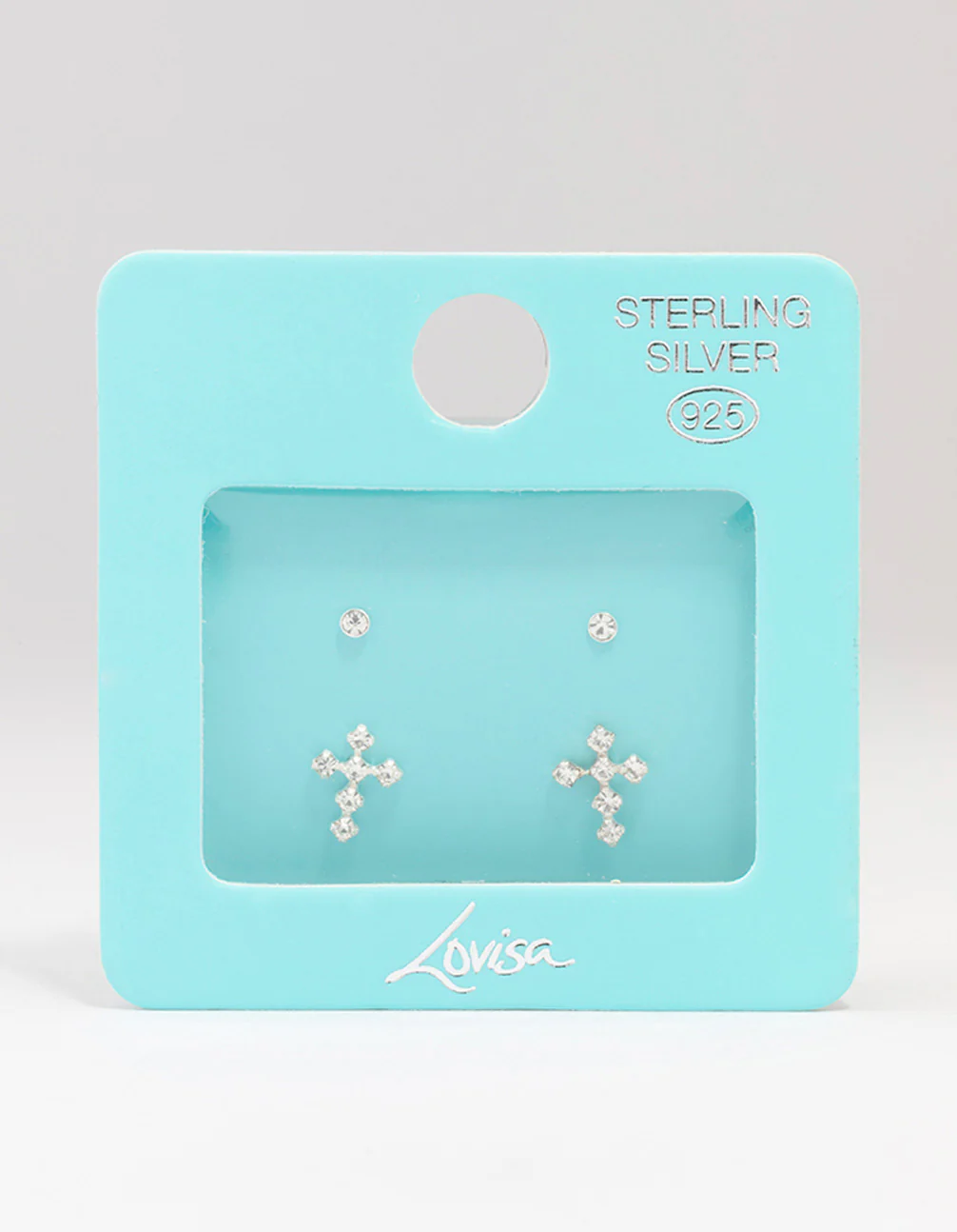 Sterling Silver Cubic Zirconia Cross Stud Earring Pack - Image 3
