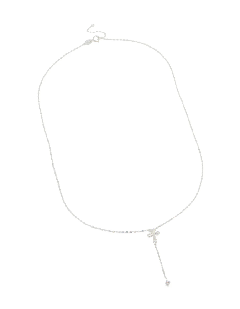 Sterling Silver Cubic Zirconia Cross Y-Necklace - Image 3