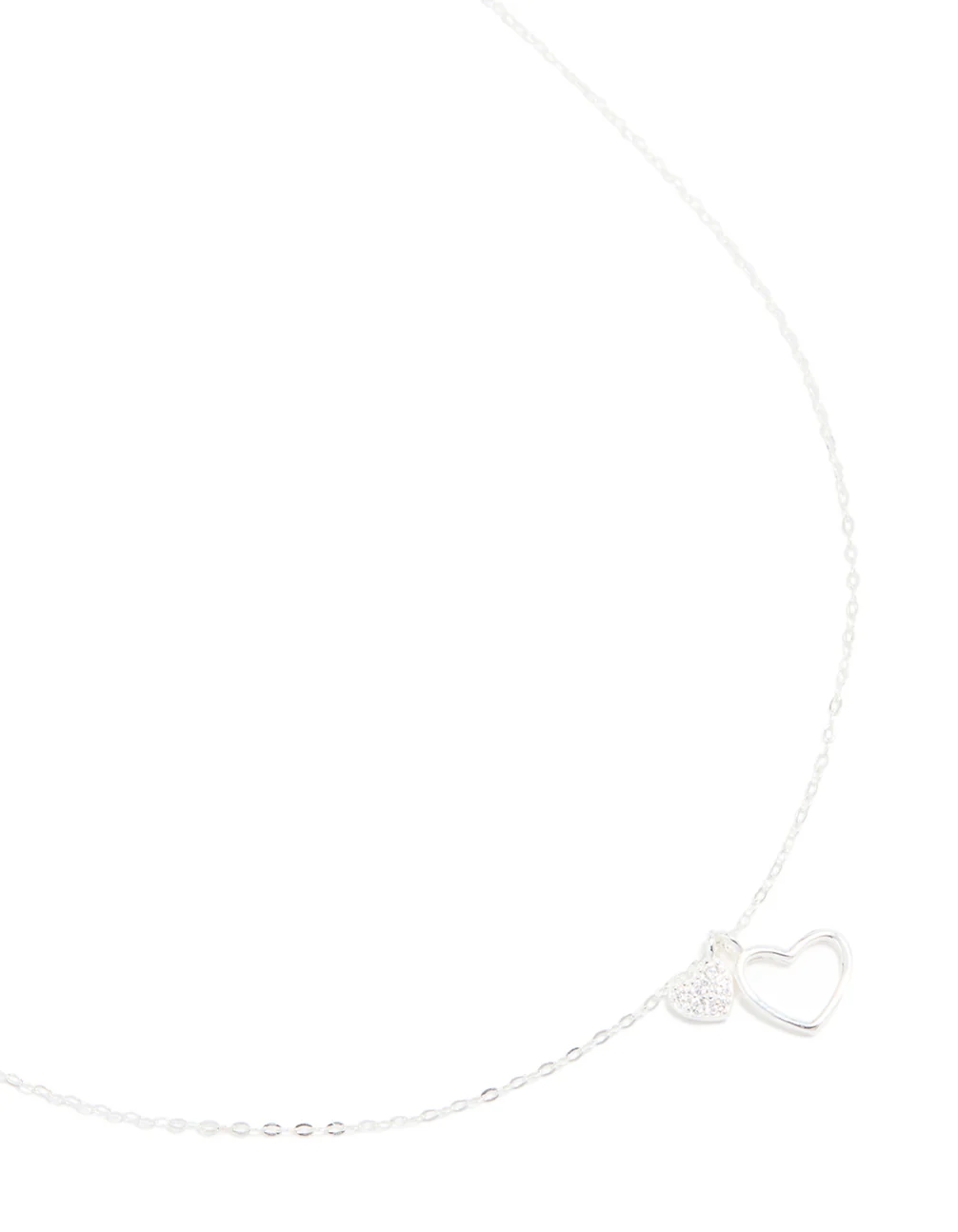 Sterling Silver Cubic Zirconia Double Heart Necklace