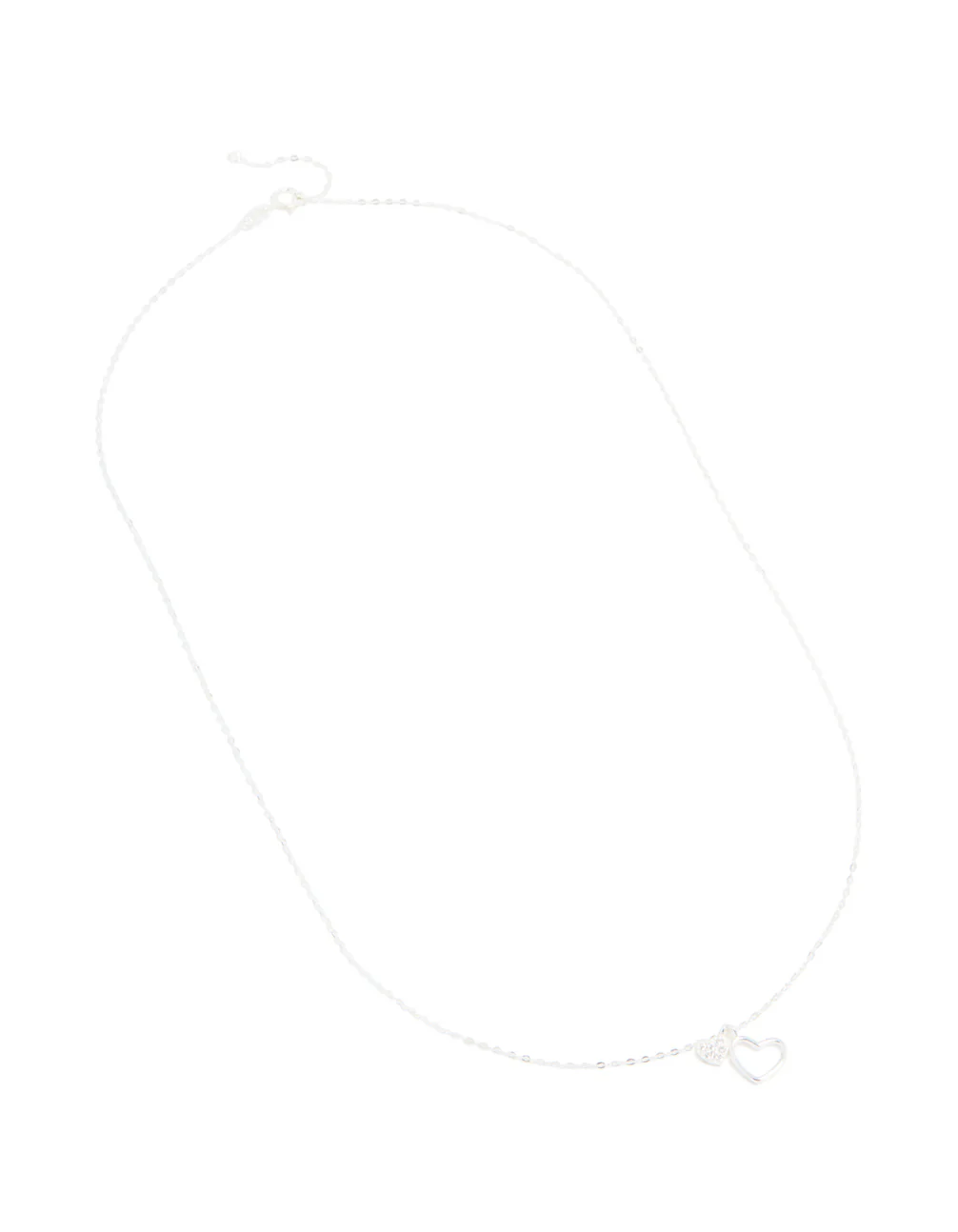 Sterling Silver Cubic Zirconia Double Heart Necklace - Image 4
