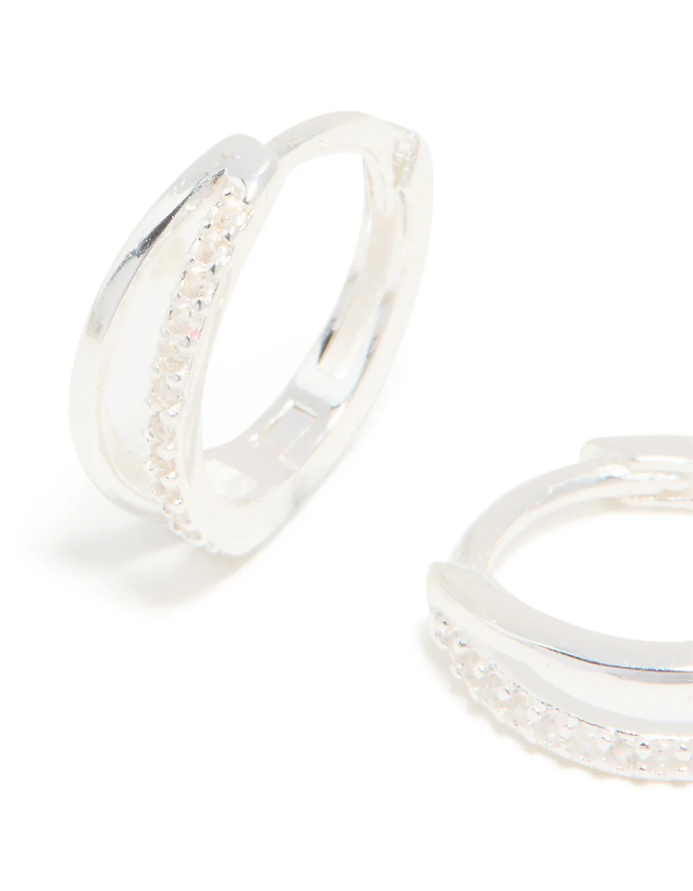 Sterling Silver Cubic Zirconia Double Hoop Earrings - Image 2