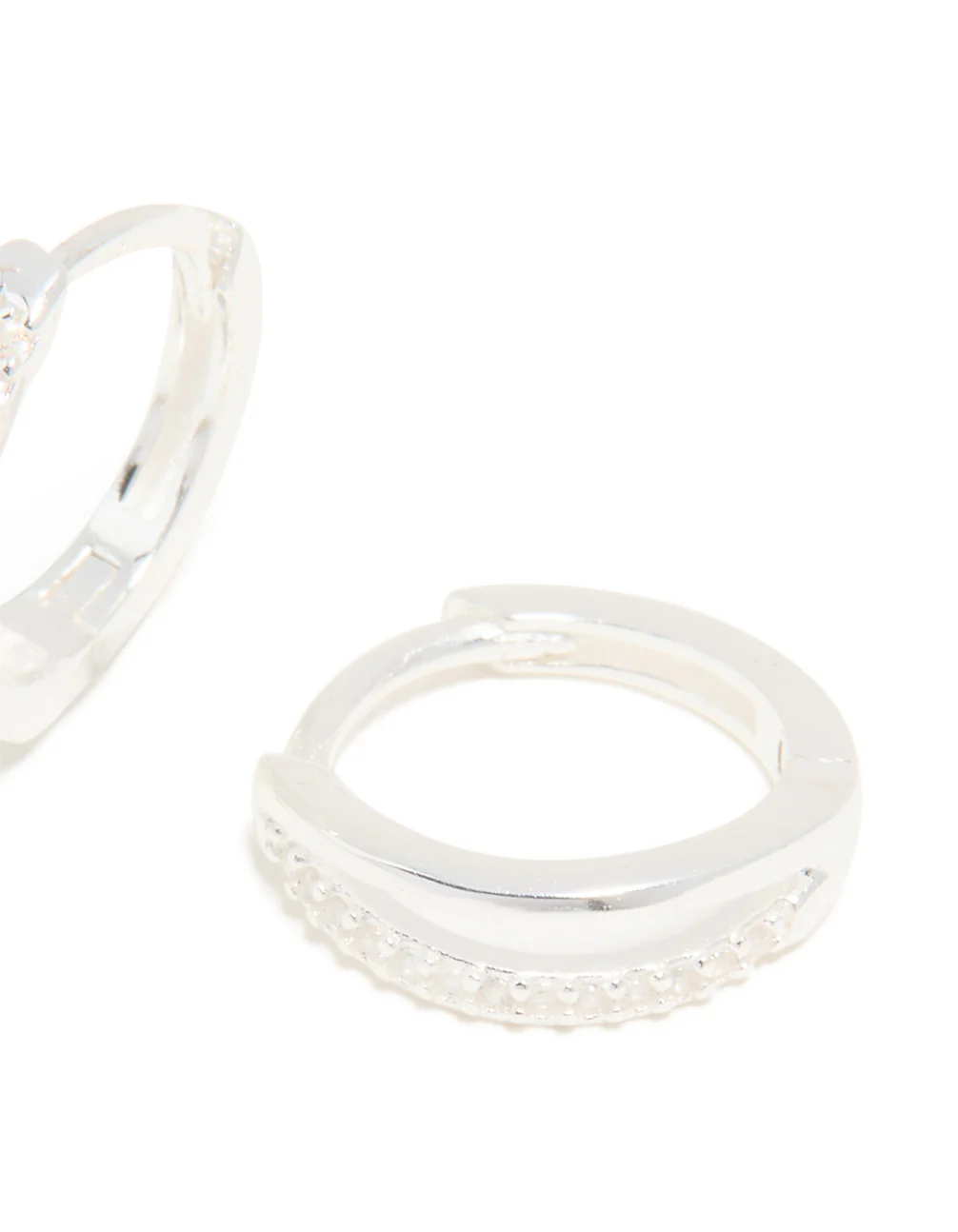 Sterling Silver Cubic Zirconia Double Hoop Earrings - Image 3