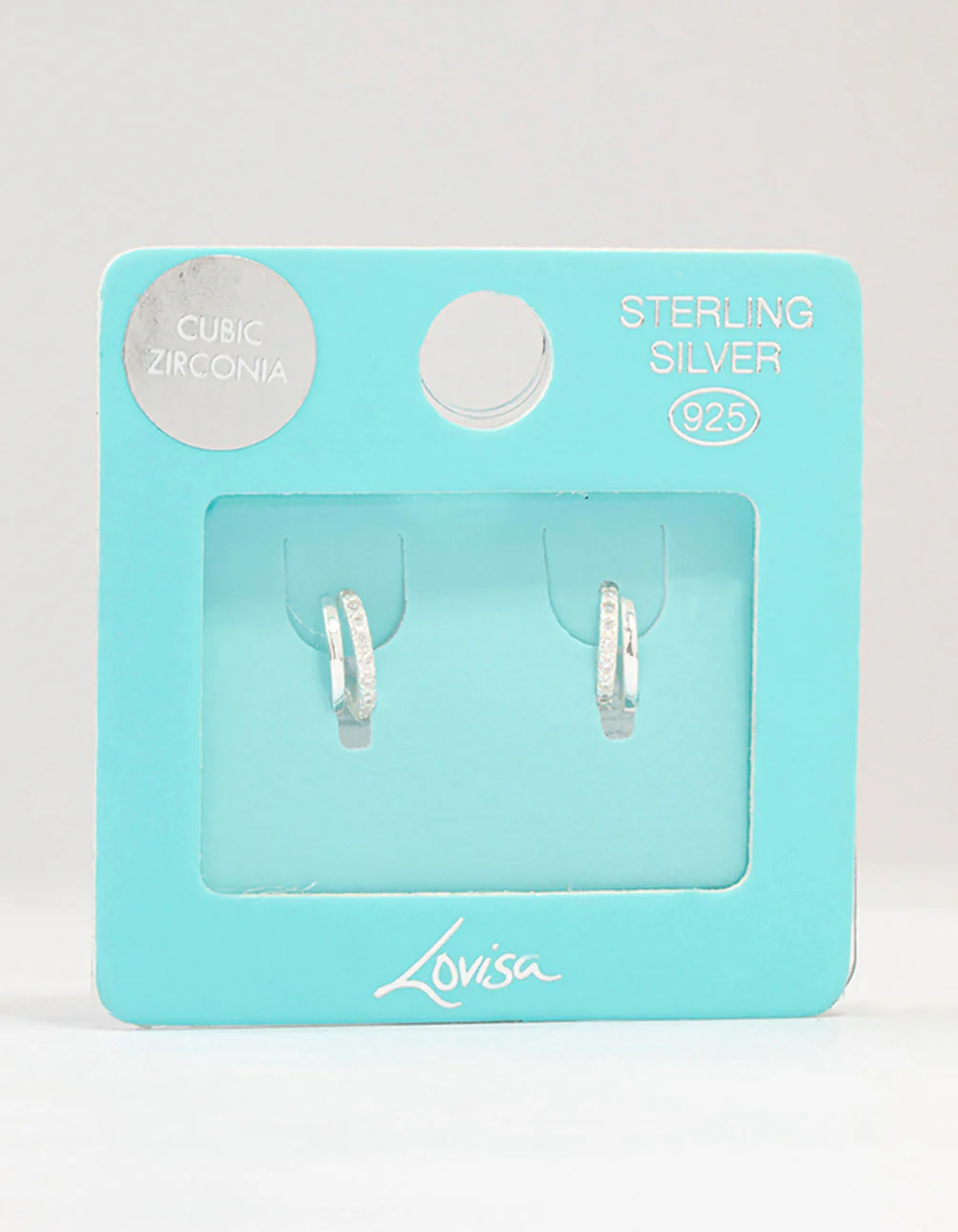 Sterling Silver Cubic Zirconia Double Hoop Earrings - Image 3