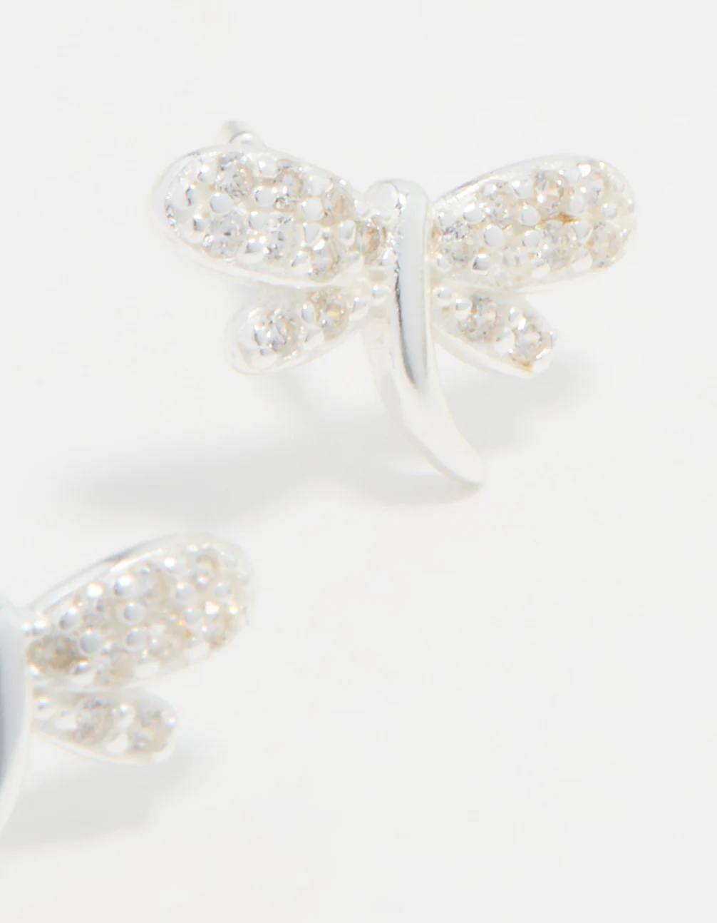 Sterling Silver Cubic Zirconia Dragonfly Stud Earrings - Image 5