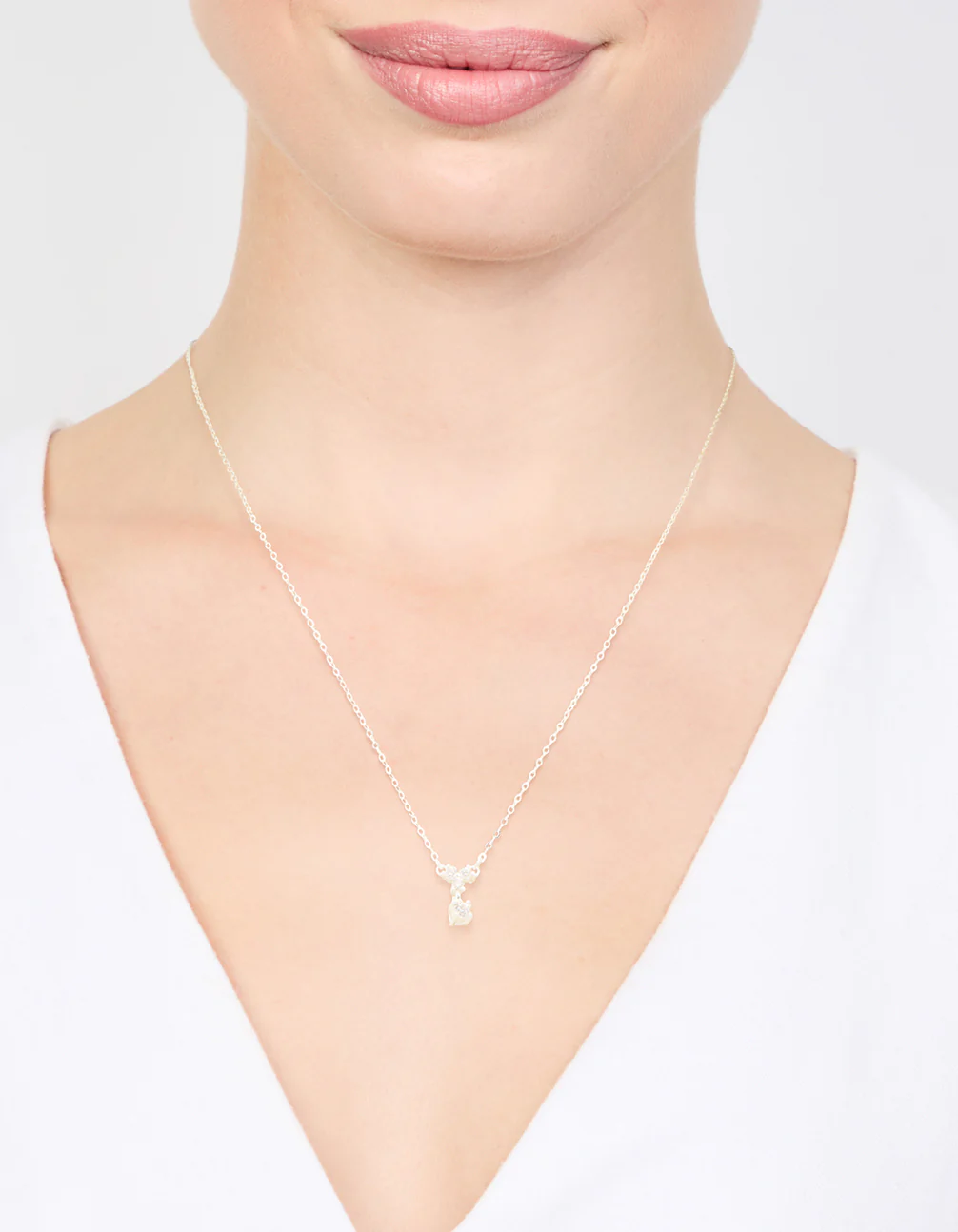 Sterling Silver Cubic Zirconia Drop Necklace - Image 2