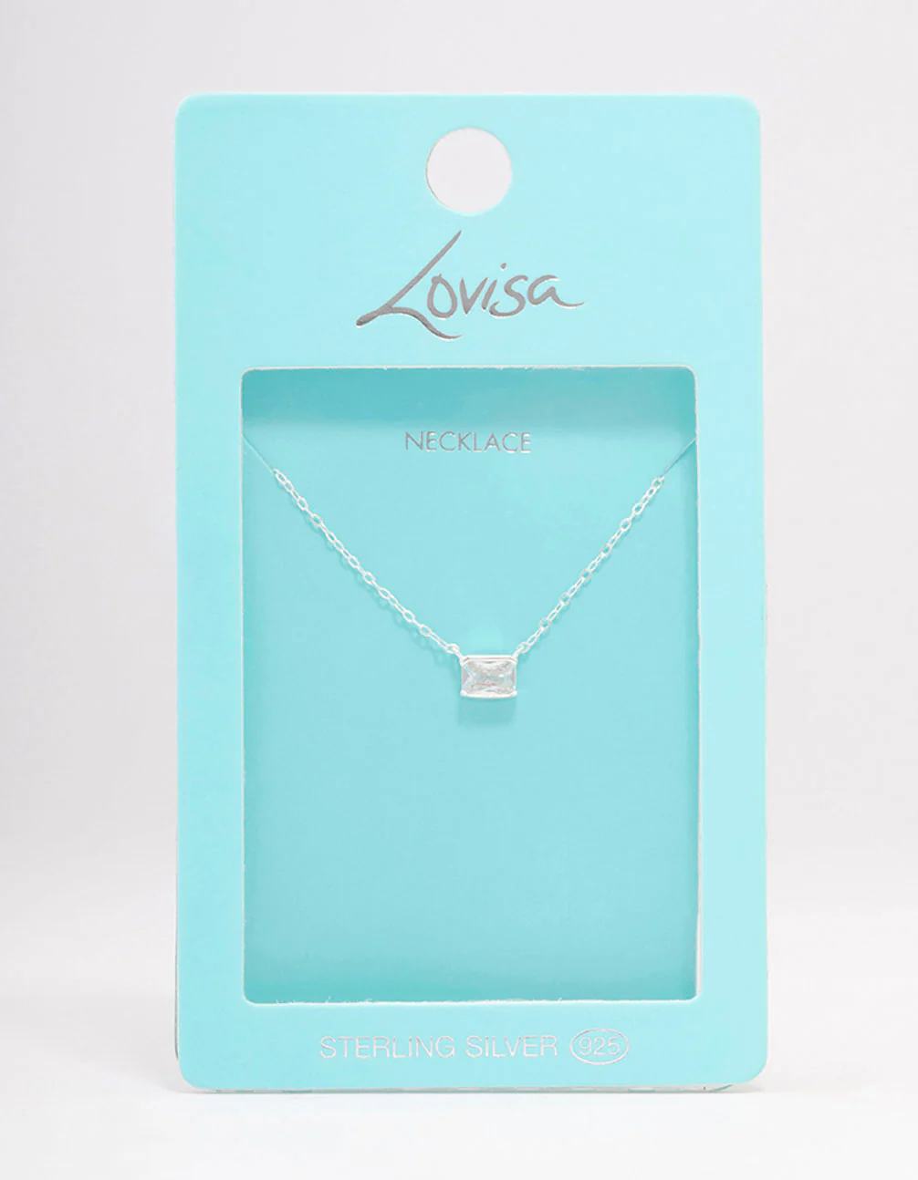 Sterling Silver Cubic Zirconia Emerald Cut Necklace - Image 3