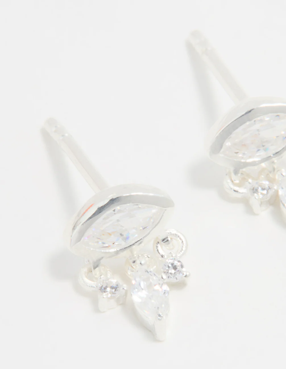 Sterling Silver Cubic Zirconia Evil Eye Drop Stud Earrings - Image 4